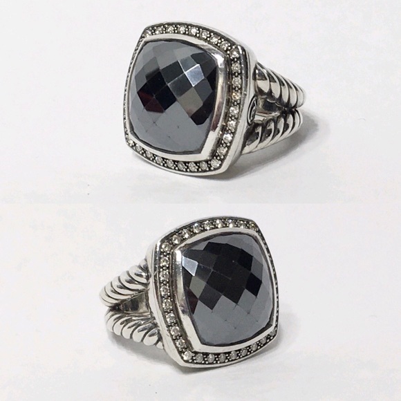 David Yurman Hematite Diamond Albion Ring - Picture 2 of 8